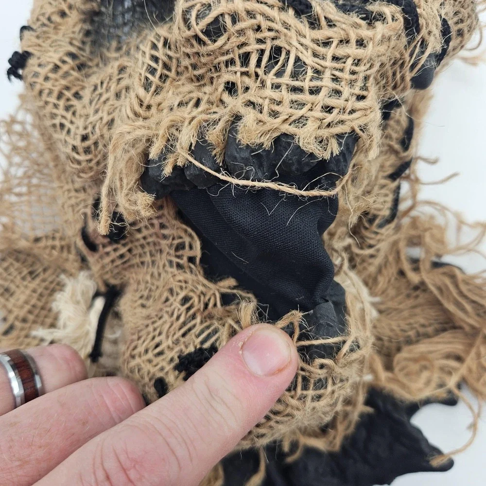 Scarecrow Burlap Jute Mask Adult Full Head Horror Costume Prop Distressed Latex